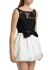 Vintage O Neck Sleeveless High Waist Temperament Mini Dress