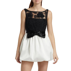 Vintage O Neck Sleeveless High Waist Temperament Mini Dress