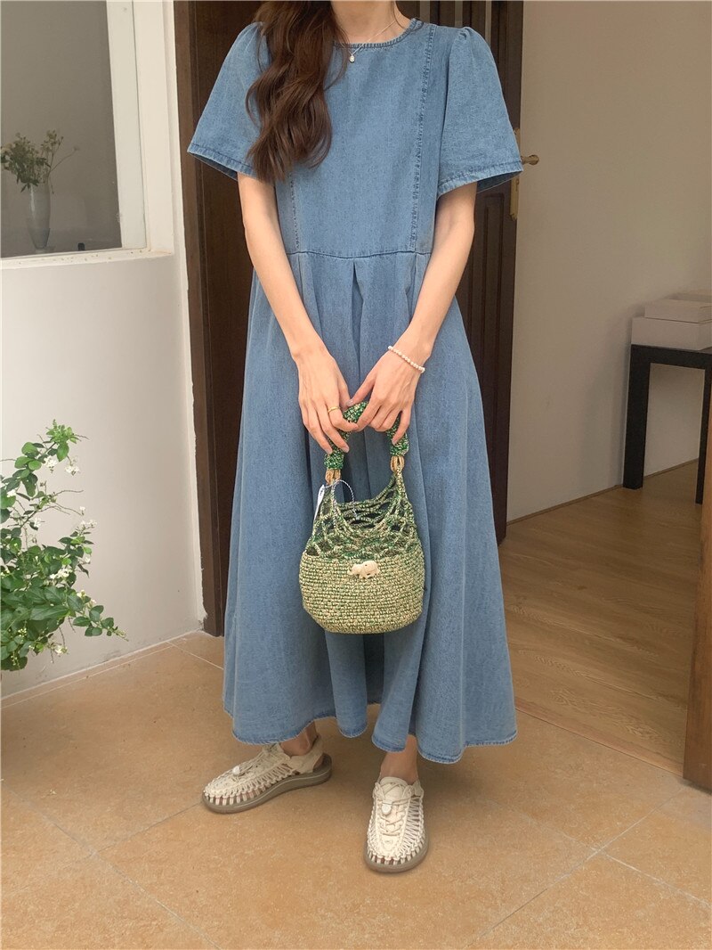 Vintage Party Short Sleeve O Neck Midi Dress