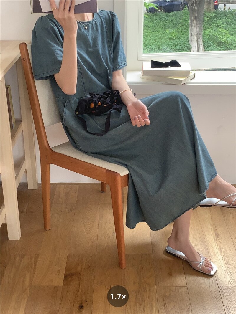 Vintage Party Short Sleeve O Neck Midi Dress