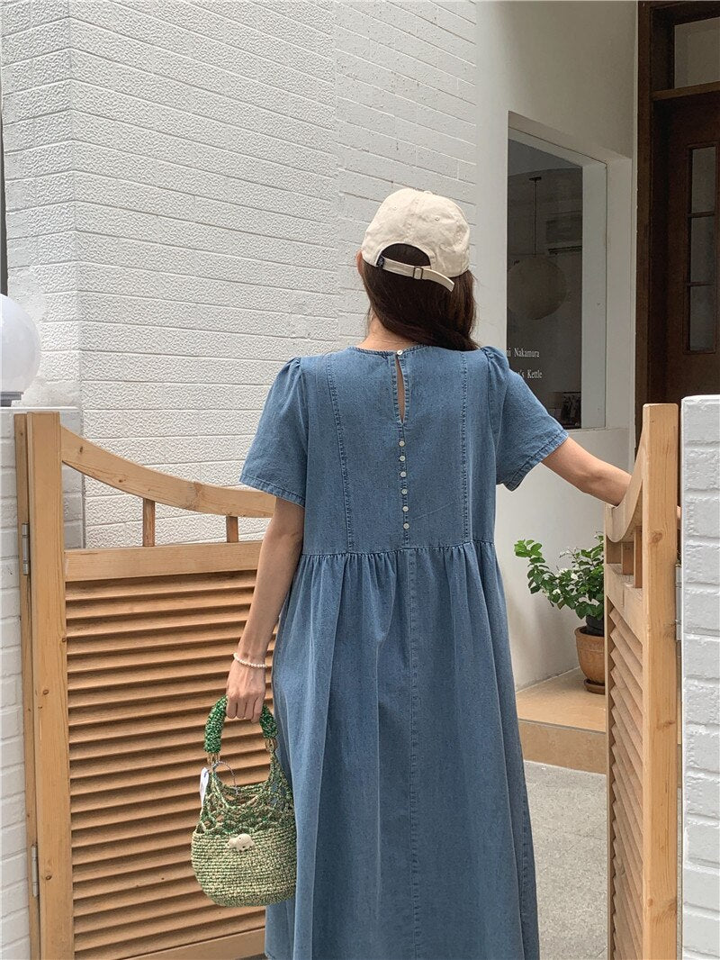 Vintage Party Short Sleeve O Neck Midi Dress