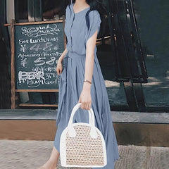 Vintage Pullover Non Stretch Regular Fit Mid-calf Dress
