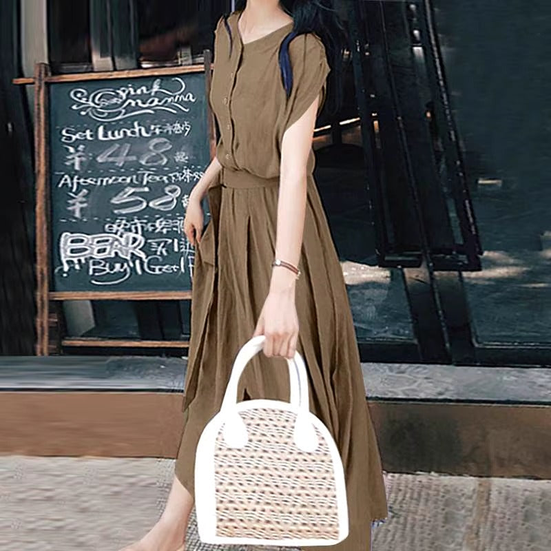 Vintage Pullover Non Stretch Regular Fit Mid-calf Dress
