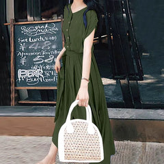 Vintage Pullover Non Stretch Regular Fit Mid-calf Dress