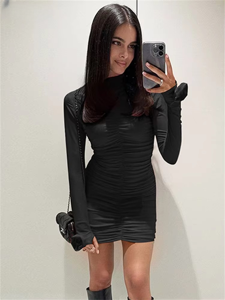 Aesthetic Chic Pullover Flower Ruched  Bodycon Mini Dress