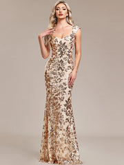 Vintage Sequin Medium Stretch Birthday Party Long Maxi Dress