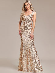 Vintage Sequin Medium Stretch Birthday Party Long Maxi Dress