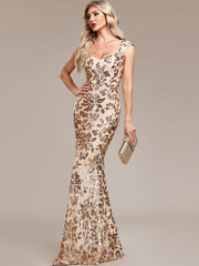 Vintage Sequin Medium Stretch Birthday Party Long Maxi Dress