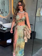 Vintage Sheath Sleeveless Print Long Bodycon Ankle-Length Maxi Dress