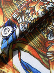Vintage Shirt Dress Buttons Printed Party Dress