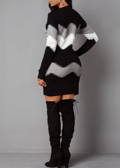Vintage Strip Printing O-Neck Full Sleeve A-LINE Party Elegant Dresses