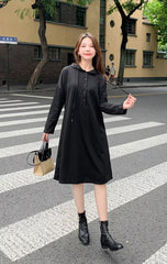 Vintage Vestidos Casual Long Sleeve Knee Length Dress