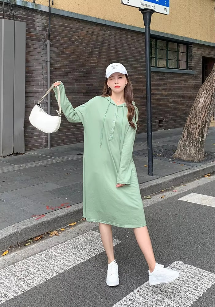 Vintage Vestidos Casual Long Sleeve Knee Length Dress