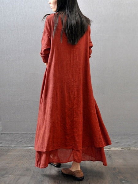 Casual Loose Solid Oversized Boho Long Maxi Dress