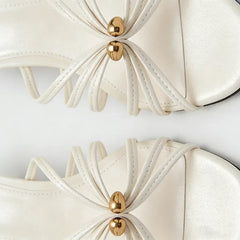 White Narrow Band Design Mid Heel