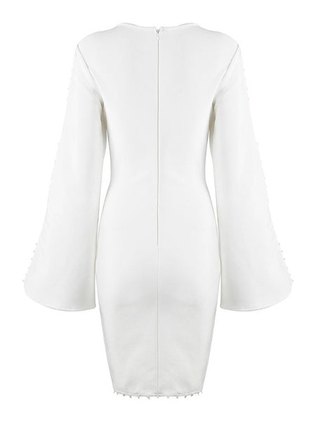 Party Dresses Long Sleeve Round Neck Split Women Bodycon Dress
