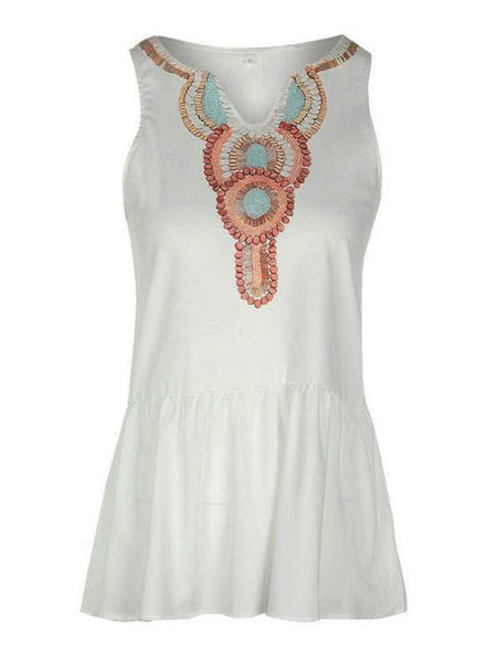 Casual Boho V-Neck Buttons Printed Mini Dress