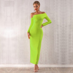 Women Bandage Off Shoulder Evening Party Maxi Dress