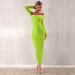Women Bandage Off Shoulder Evening Party Maxi Dress