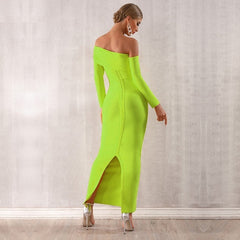 Women Bandage Off Shoulder Evening Party Maxi Dress
