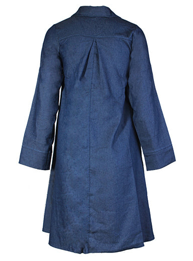Casual Button Front Denim High Low Mini Dress