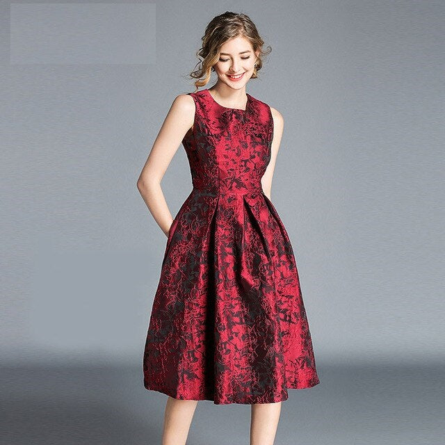 Knee-Length O-Neck Vintage Elegant Ball Gown evening party dress