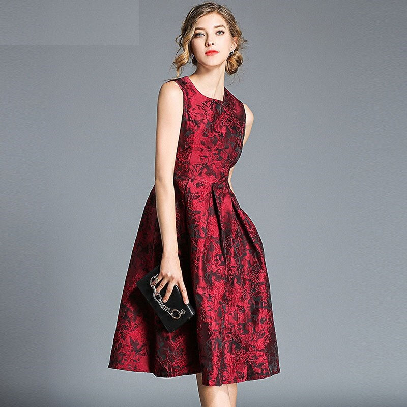 Knee-Length O-Neck Vintage Elegant Ball Gown evening party dress