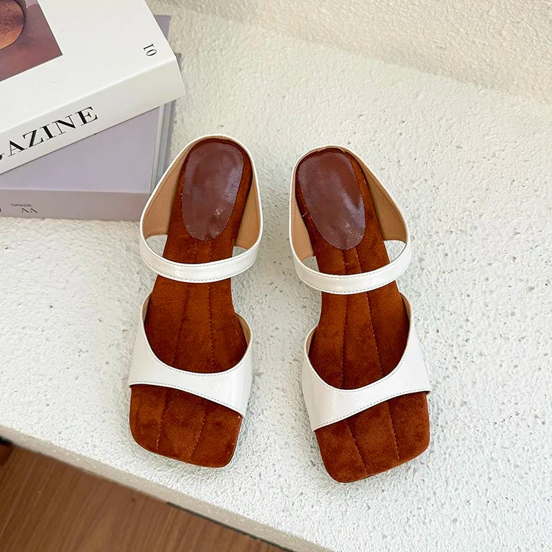 Sandals Square Toe High Heel