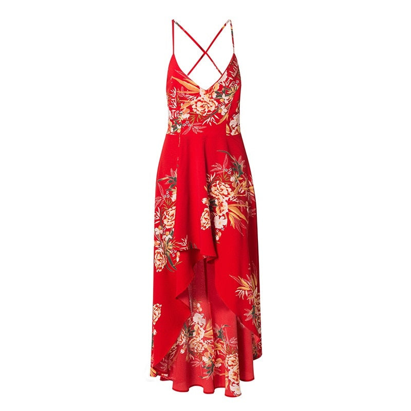 Women Asymmetrical Backless Maxi Dress