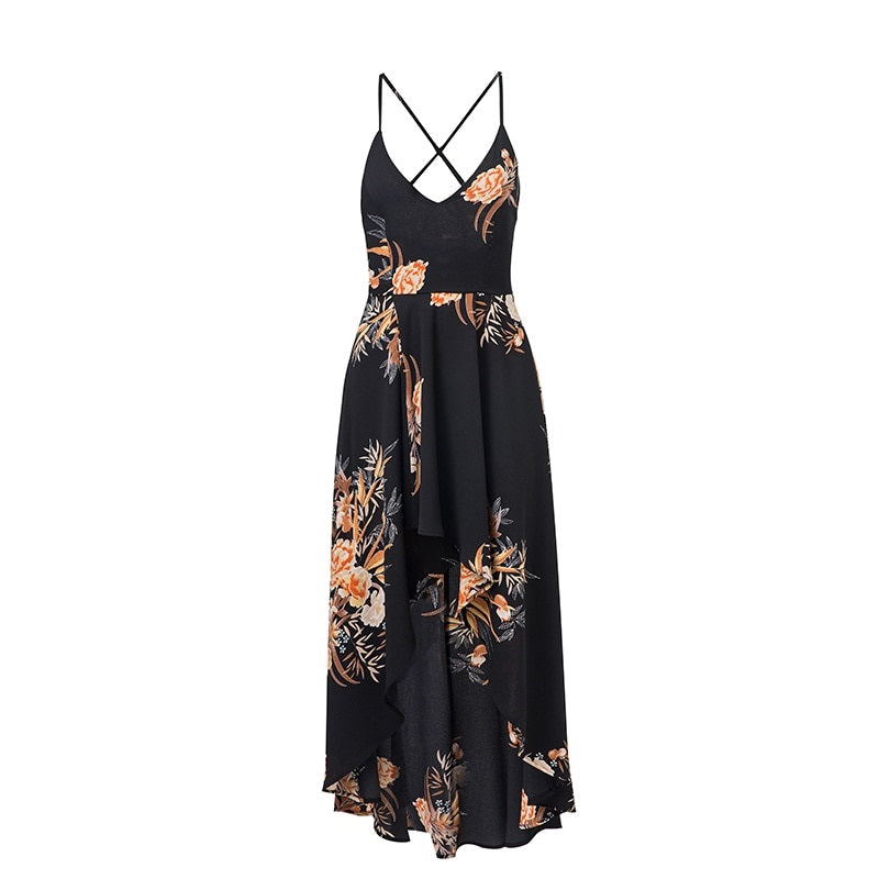 Women Asymmetrical Backless Maxi Dress