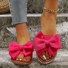 Slippers Sandals Slides Bow Keep Warm Shoes