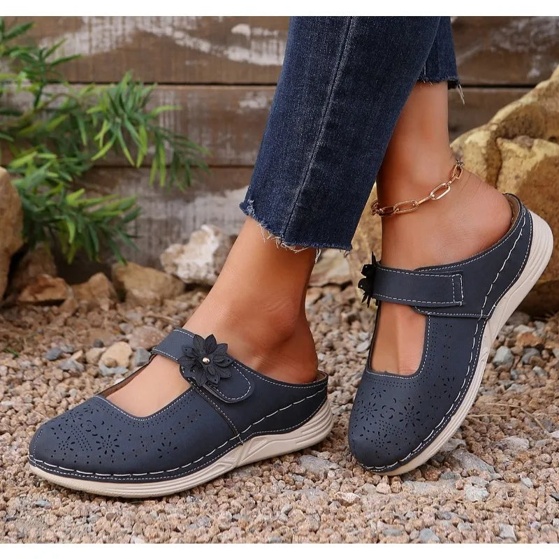 Sandals Thick Sole Hollow Mules Casual Daily Wear Size 36 42 Flower Slip on Shoes