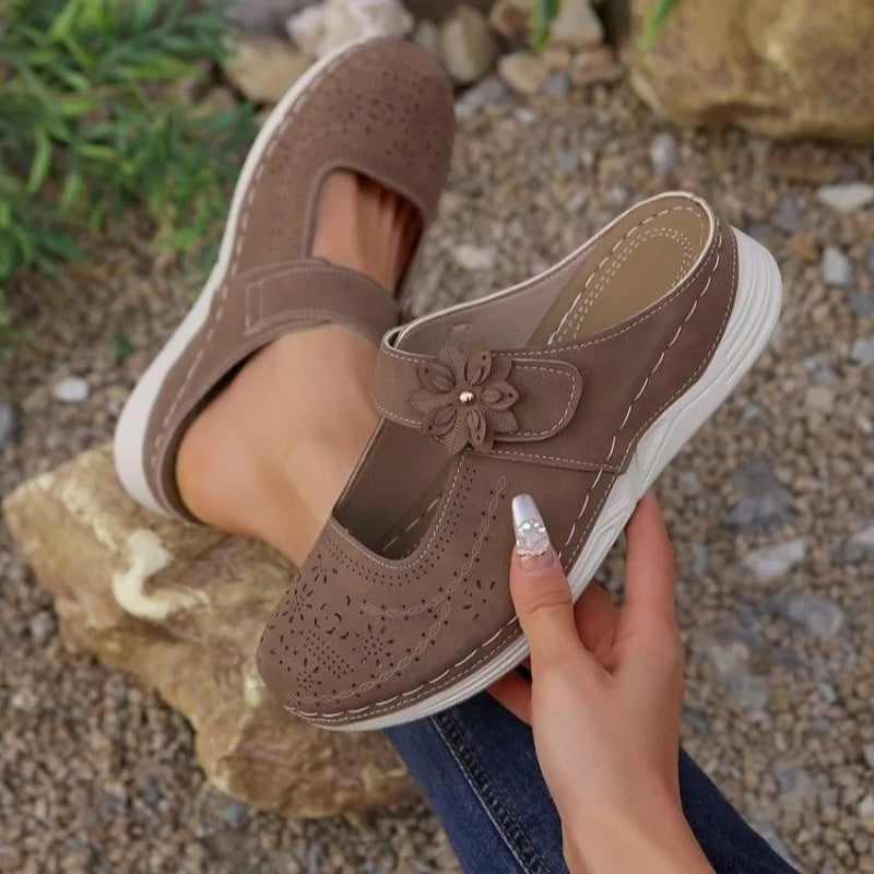 Sandals Thick Sole Hollow Mules Casual Daily Wear Size 36 42 Flower Slip on Shoes