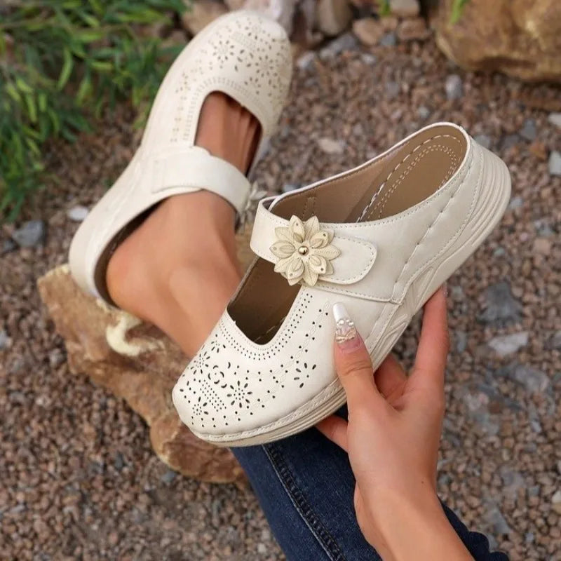 Sandals Thick Sole Hollow Mules Casual Daily Wear Size 36 42 Flower Slip on Shoes