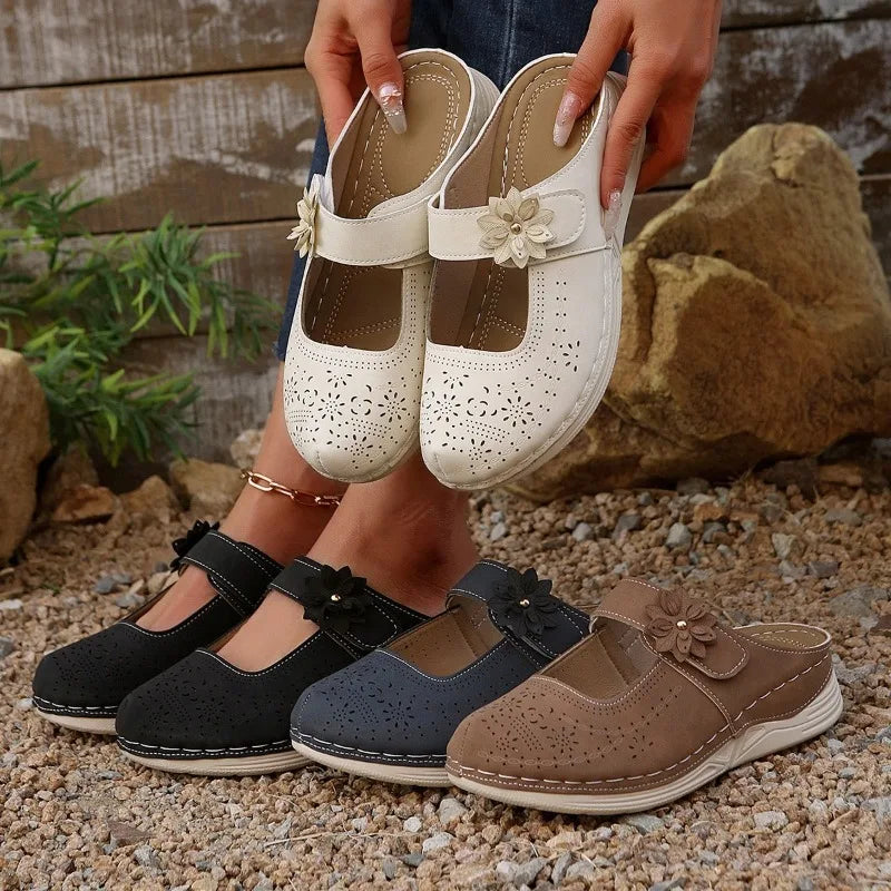 Sandals Thick Sole Hollow Mules Casual Daily Wear Size 36 42 Flower Slip on Shoes
