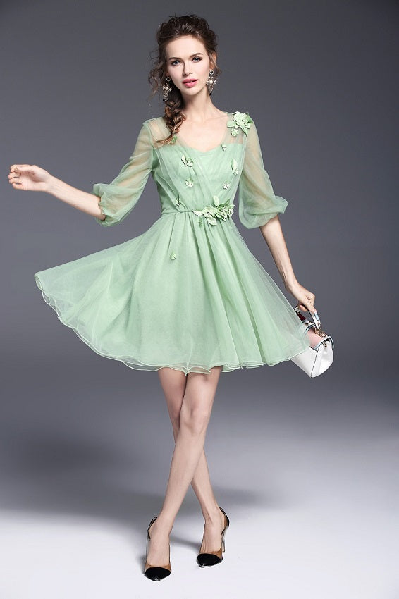 Elegant Sweet Princess Solid Ball Mini Dress