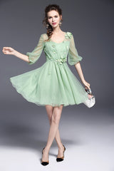 Elegant Sweet Princess Solid Ball Mini Dress