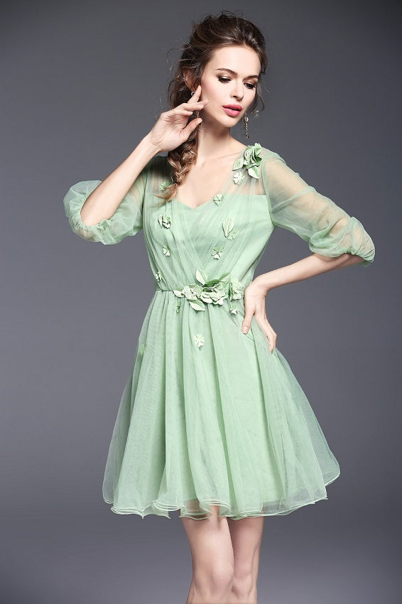 Elegant Sweet Princess Solid Ball Mini Dress