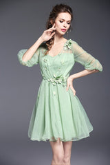 Elegant Sweet Princess Solid Ball Mini Dress