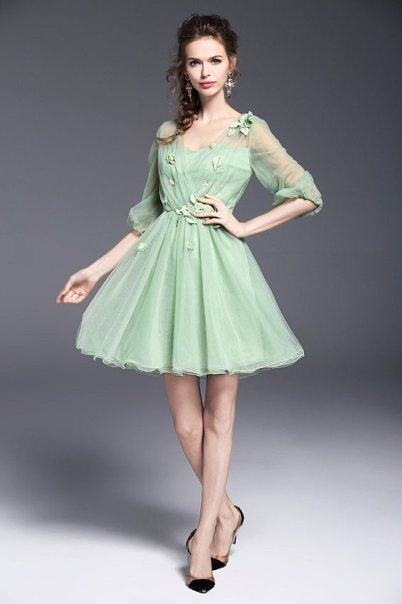 Elegant Sweet Princess Solid Ball Mini Dress