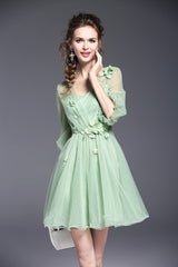 Elegant Sweet Princess Solid Ball Mini Dress