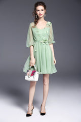 Elegant Sweet Princess Solid Ball Mini Dress