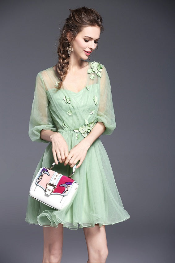 Elegant Sweet Princess Solid Ball Mini Dress