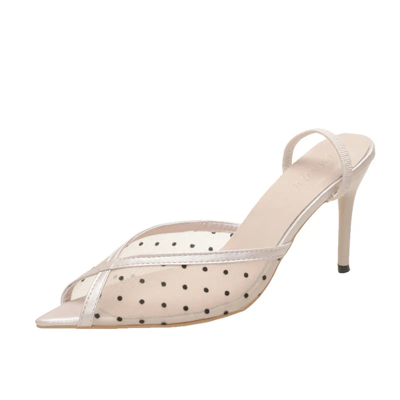 Rhinestone Sparkling Lace Pointed Toe Strappy High Heel