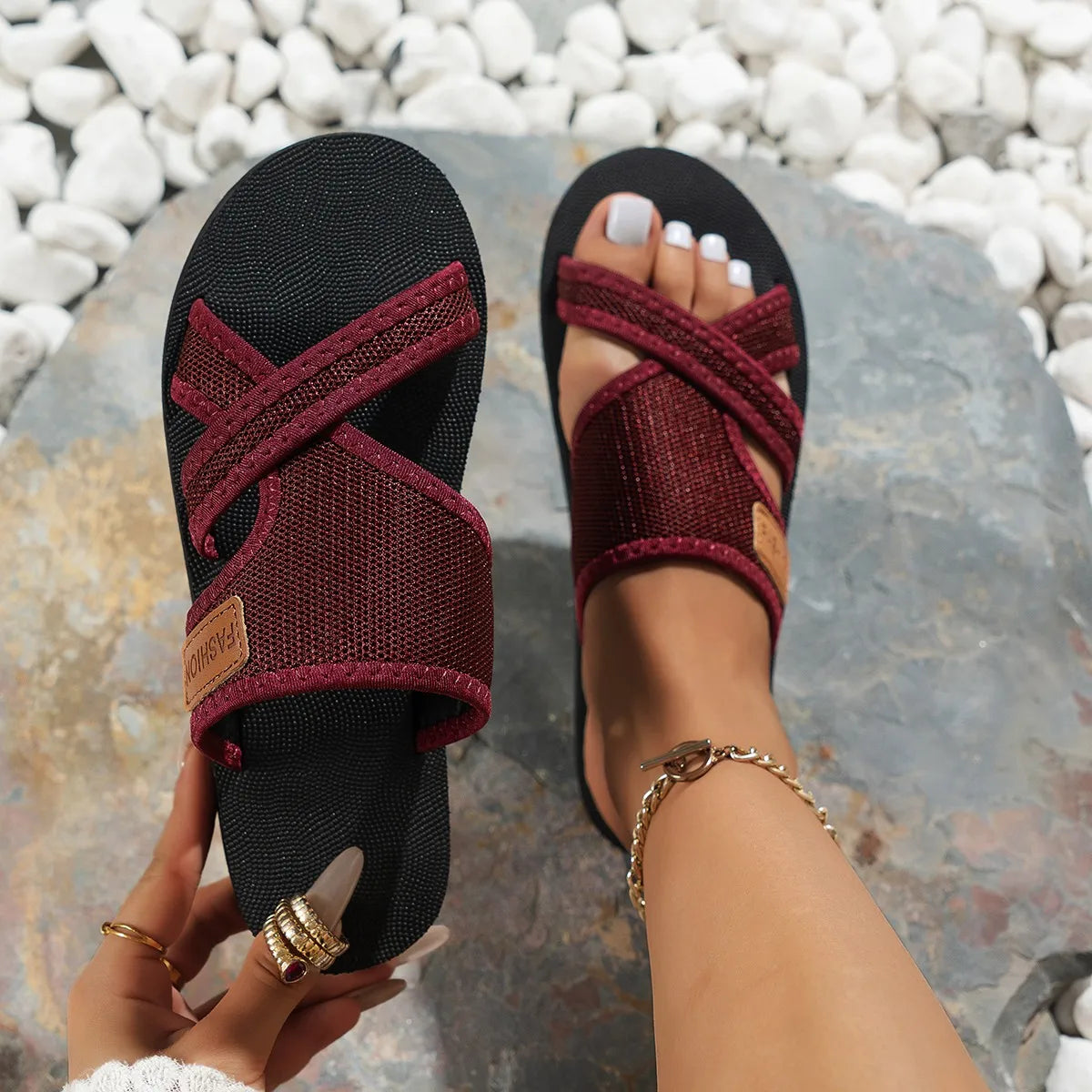 Fashionable Hollow Lightweight Breathable Comfortable Beach Vacation Style Sandals and Slippers