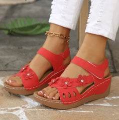 Flower Wedge Sandals Platform Sandals Chunky Heel