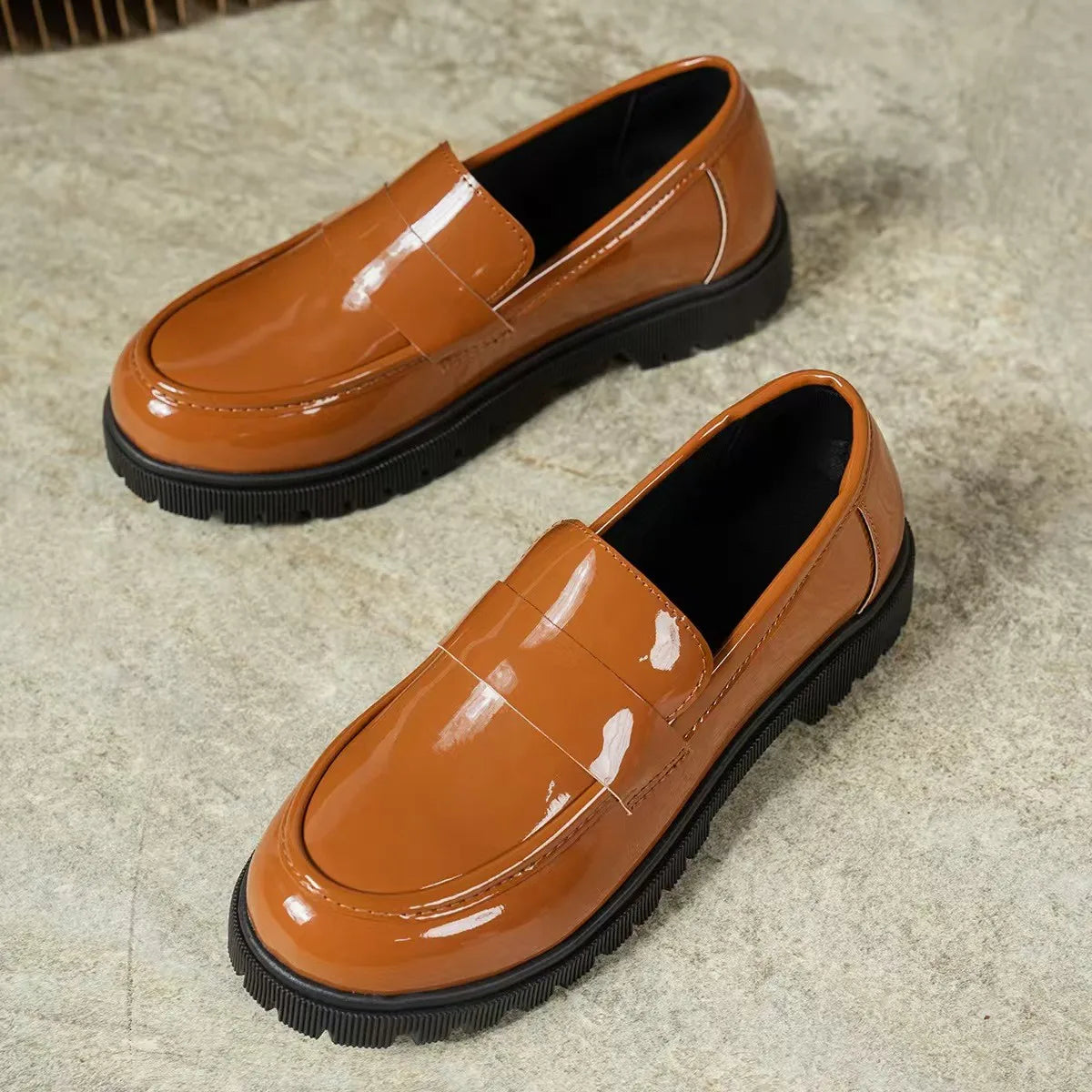 Large Size Flats Spring Autumn French Leather Shoe British Style Flat Bottom Single Shoe Casual Round Toe