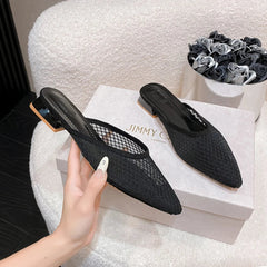 Pointed Toe Slippers Designer Mesh Beach Flat Shoes