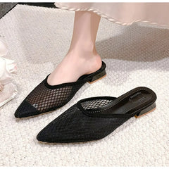Pointed Toe Slippers Designer Mesh Beach Flat Shoes