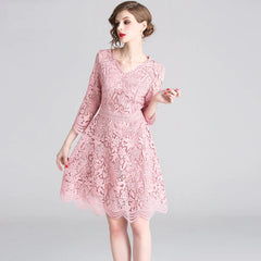 Elegant Lace Vintage Designer Vestidos Office Party Short Robe
